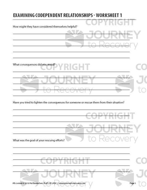Free Printable Codependency Recovery Worksheets